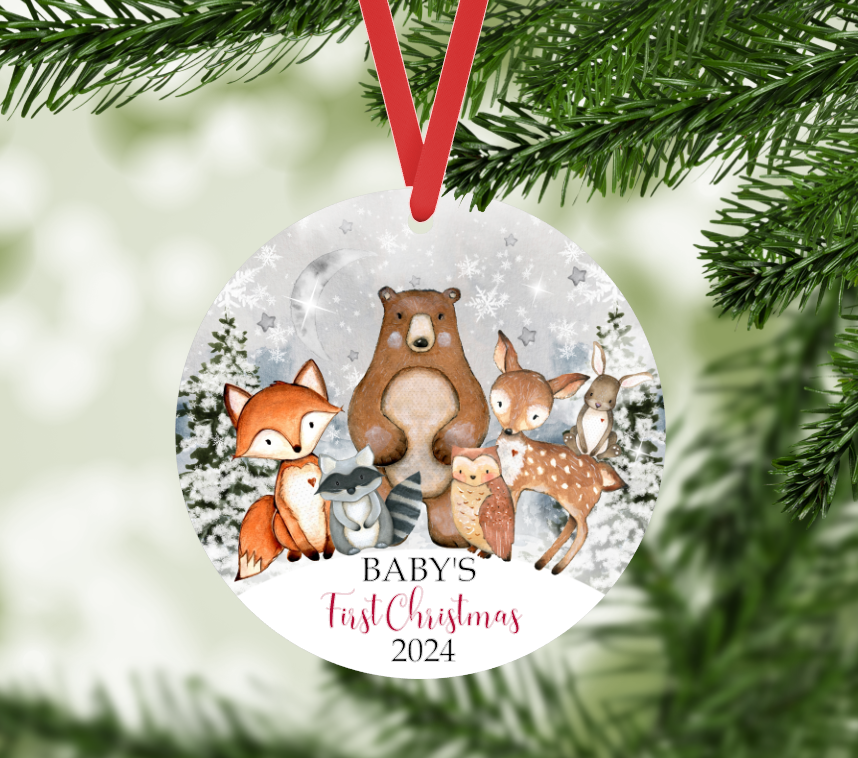 Baby's First Christmas Winter Woodland Animals Ornament