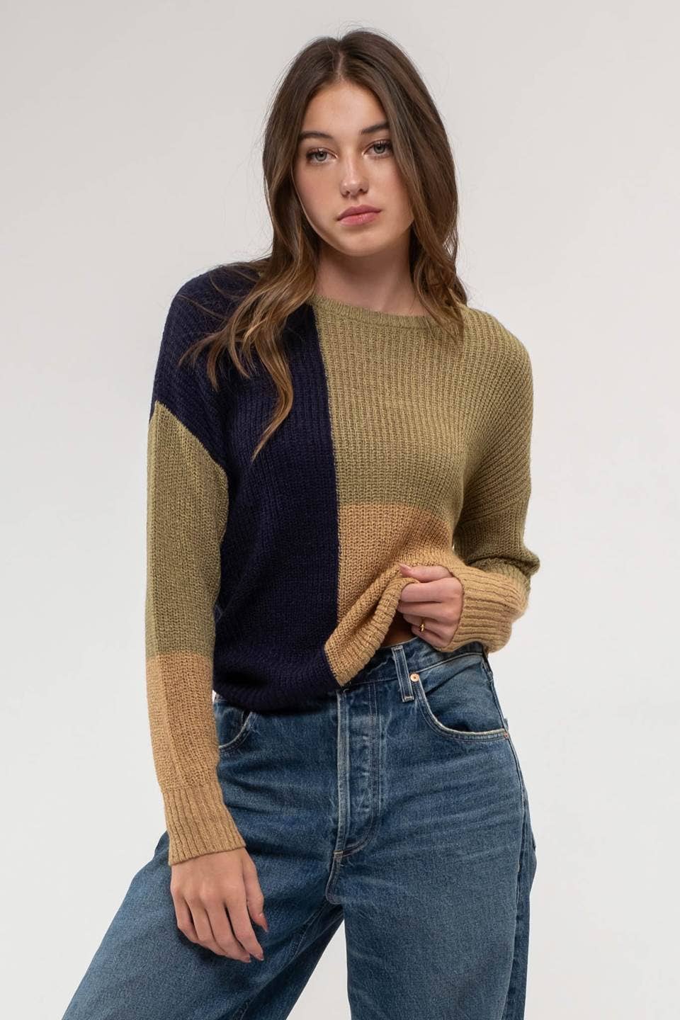 Colorblock Knit Pullover Sweater