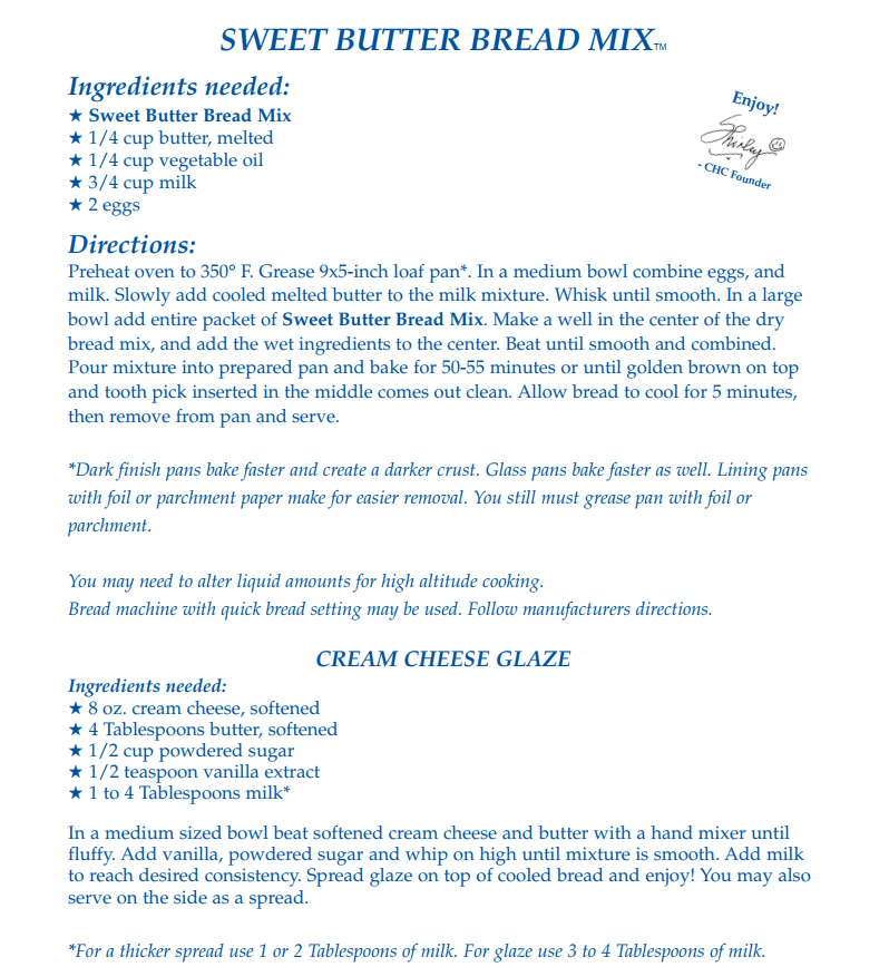 Country Home Creations - Sweet Butter Bread Mix