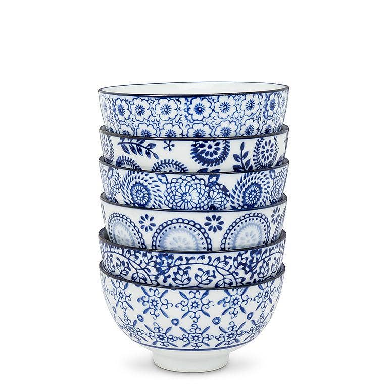 Blue/White Rice Bowl-6Asst-4"D-1469