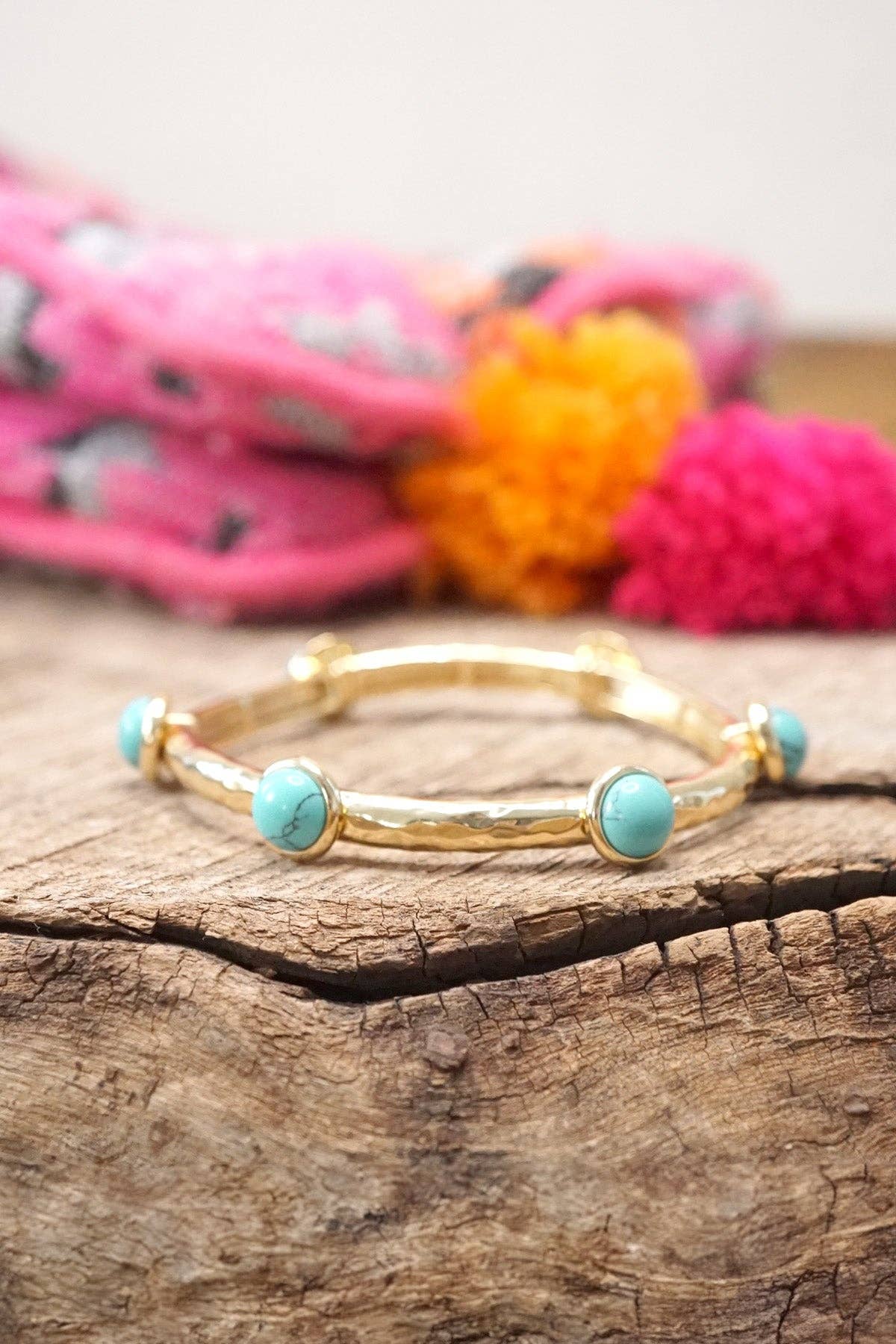 PennyLine inc - Jeweled Golden Bangle with semi precious stone dots
