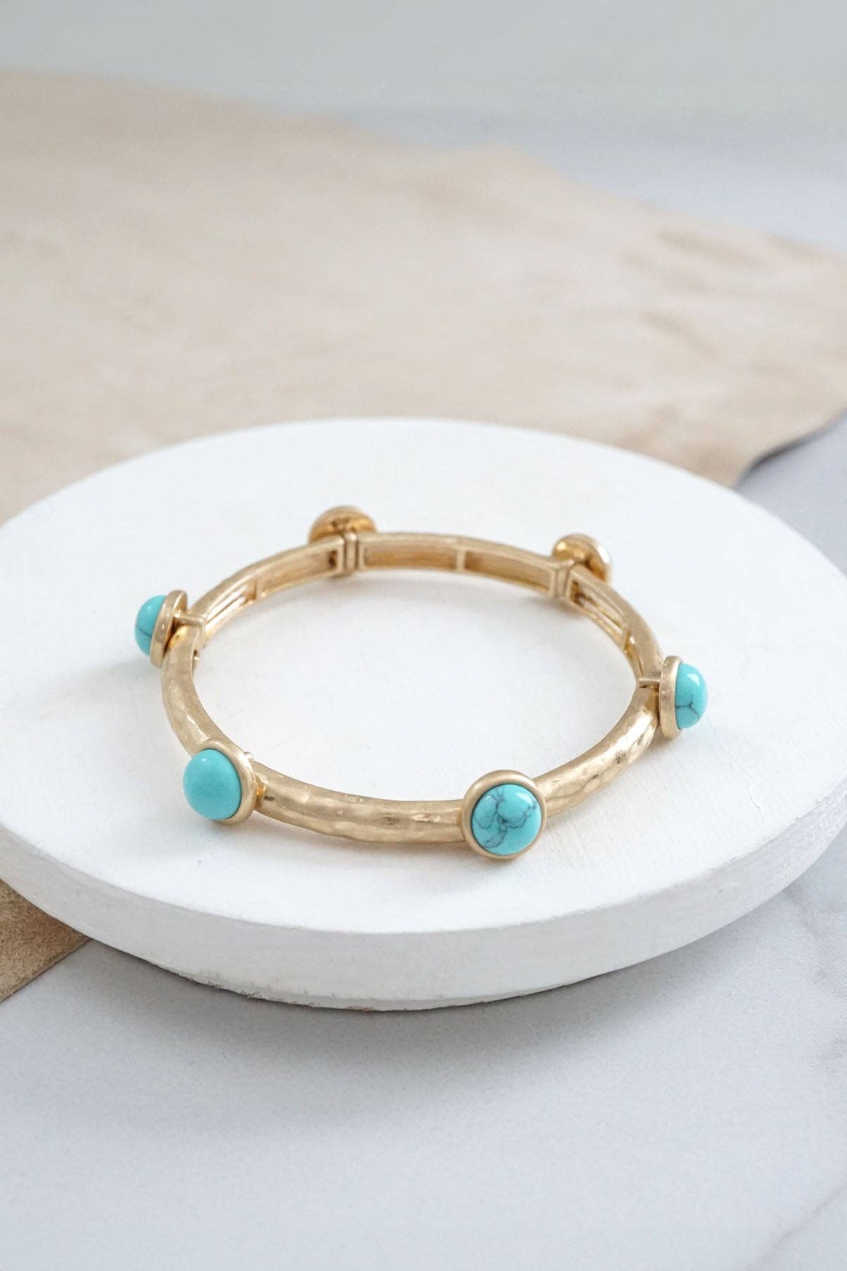 PennyLine inc - Jeweled Golden Bangle with semi precious stone dots