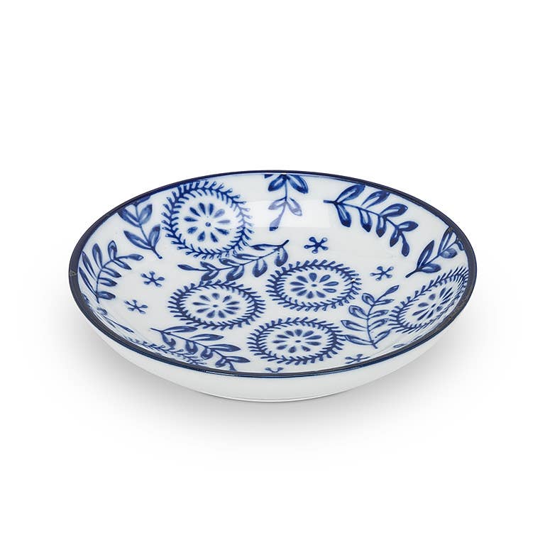Blu/Wht Rd Shallow Dish-6 Asst-4"D-1468