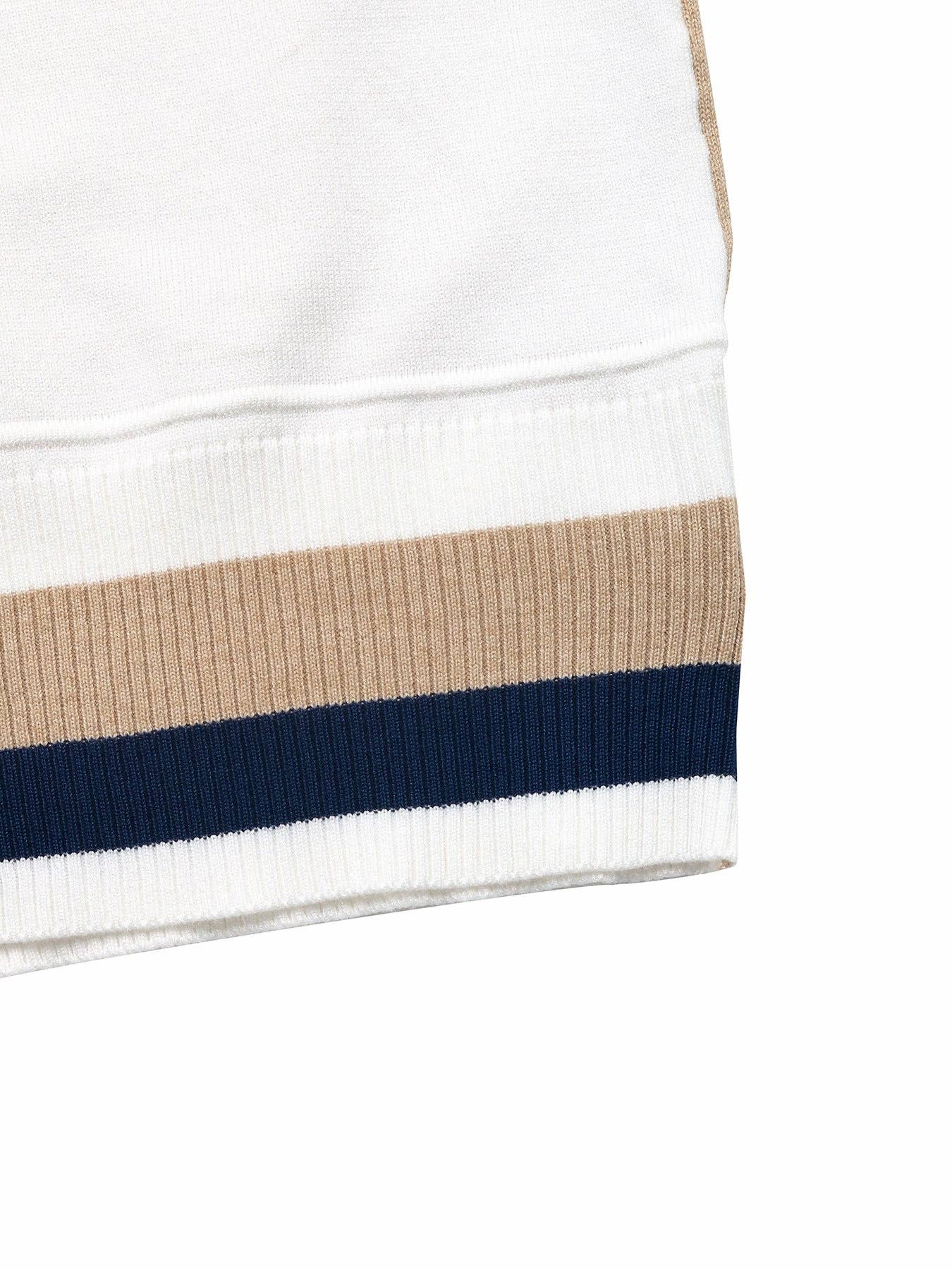 Suhkasana - Color Block Patchwork Crew Neck Long Sleeve Knit Top