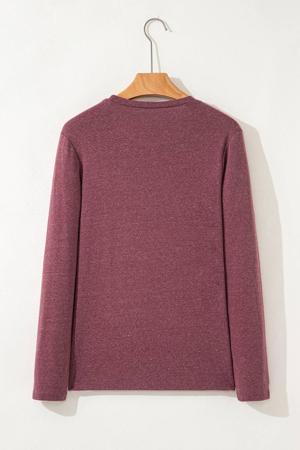 Solid Exposed Seam Crew Neck Long Sleeve Top