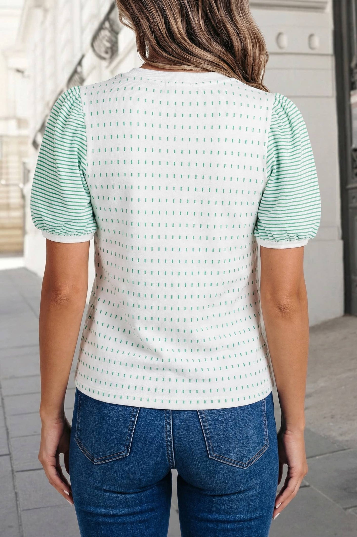 Striped Puff Short Sleeve T Shirt