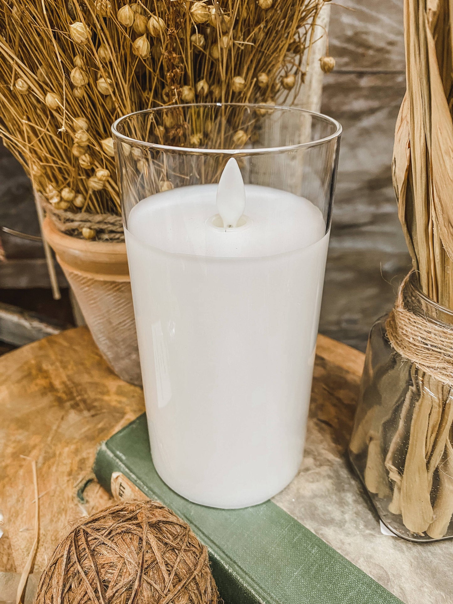 Clear Glass Cylinder Moving Flame LED Candle