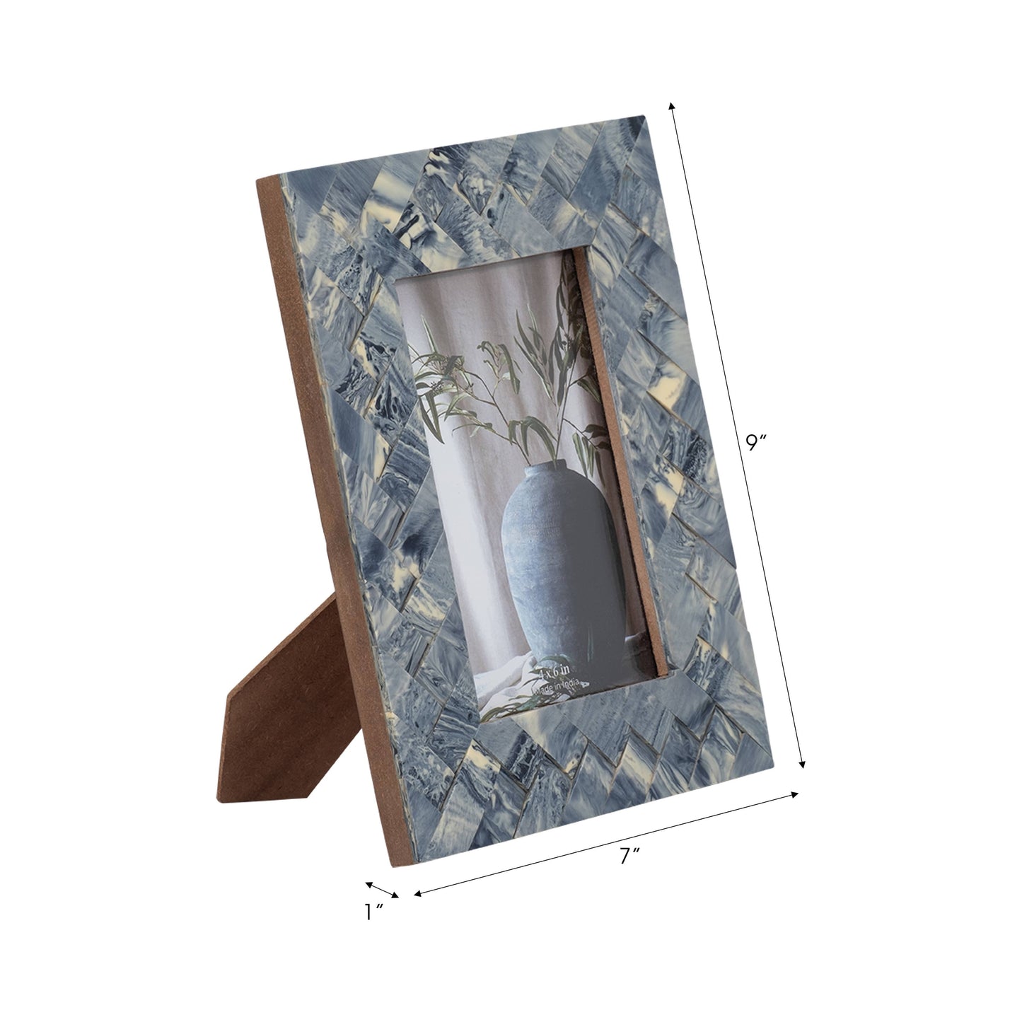 Sagebrook Home - Photo Frame - Blue/Ivory Resin Woven, 4x6 in.