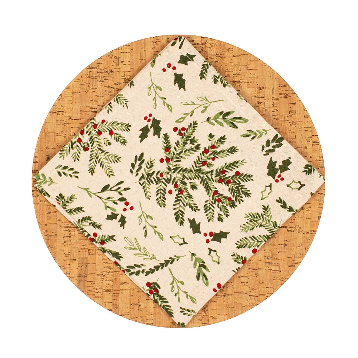 The Royal Standard - Holiday Foliage Napkin   Cream/Green   18x18