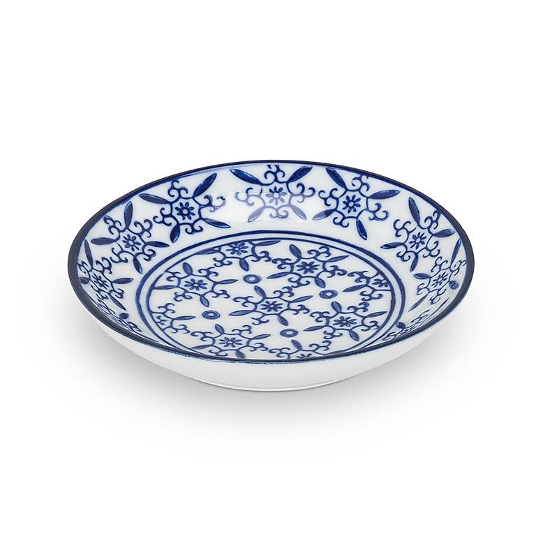 Blu/Wht Rd Shallow Dish-6 Asst-4"D-1468