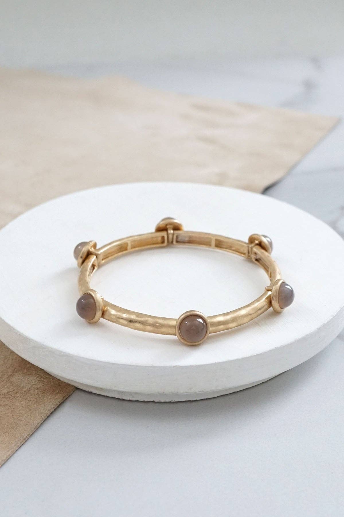 PennyLine inc - Jeweled Golden Bangle with semi precious stone dots
