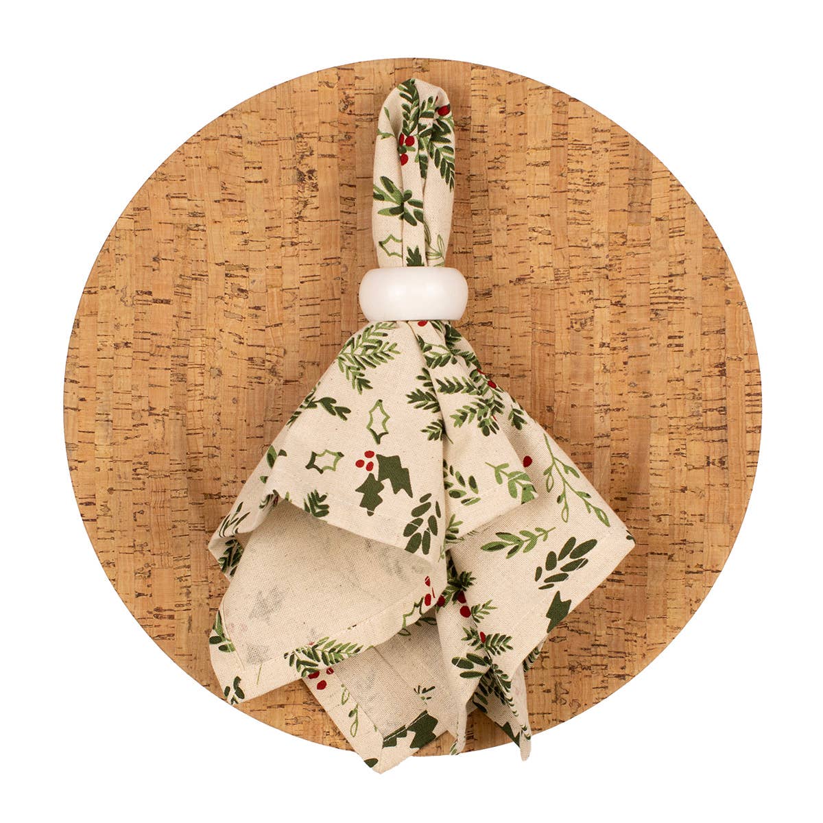 The Royal Standard - Holiday Foliage Napkin   Cream/Green   18x18