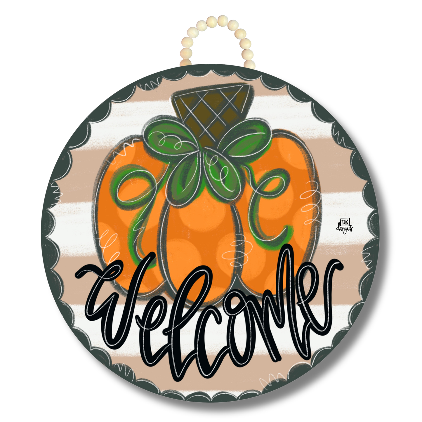 Tan Pumpkin “Welcome” Door Hanger
