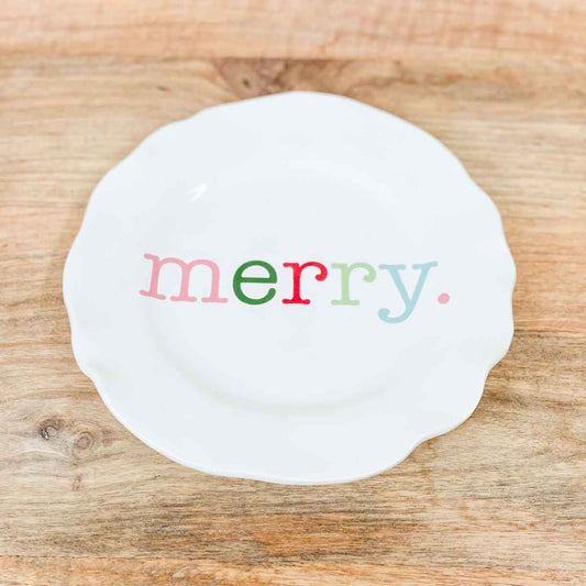 Merry Plate   White/Multi   8"