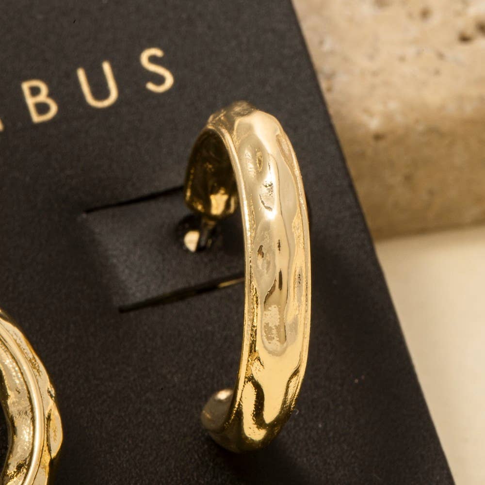 Gold Dipped Warped Hoop Earrings