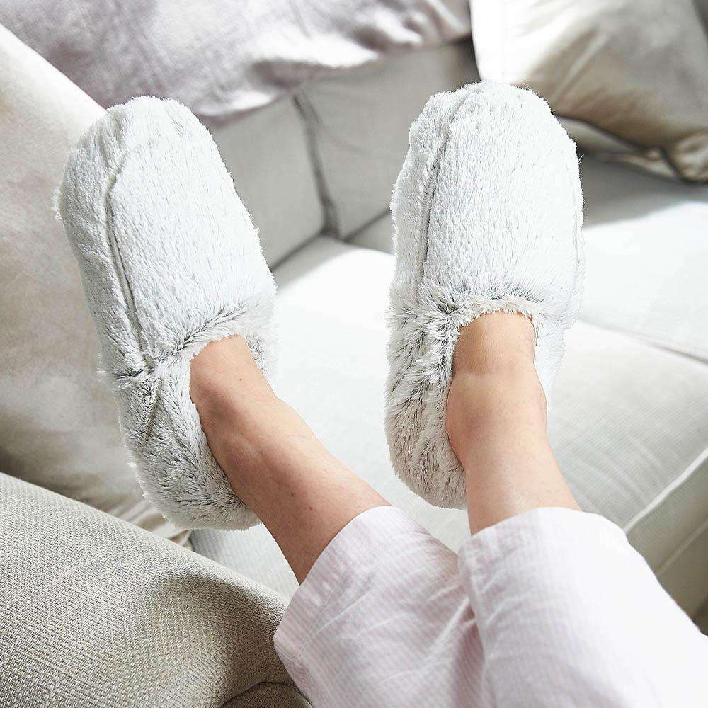 Warmies - Lavender Scented Plush - Gifts - Fall - Marshmallow Gray Warmies Slippers