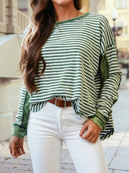 Mixed Stripe Patchwork Blouse