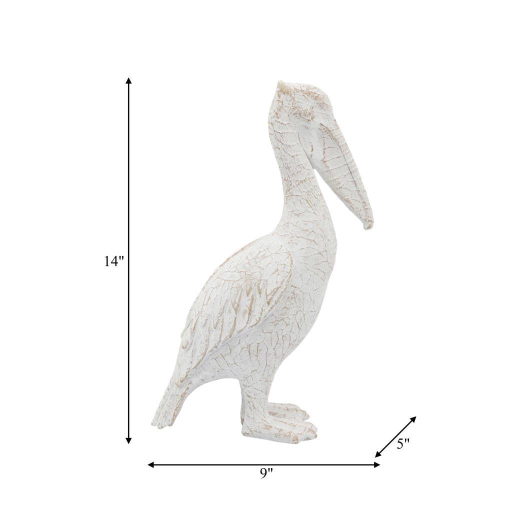 Sagebrook Home - Decorative Figurine - White Ceramic Standing Pelican, 14 in.