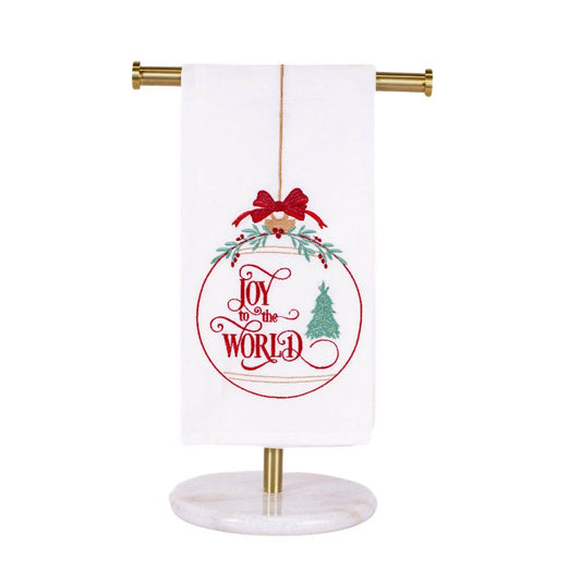 Joy to the World Classic Hand Towel   White/Red/Green   20x28