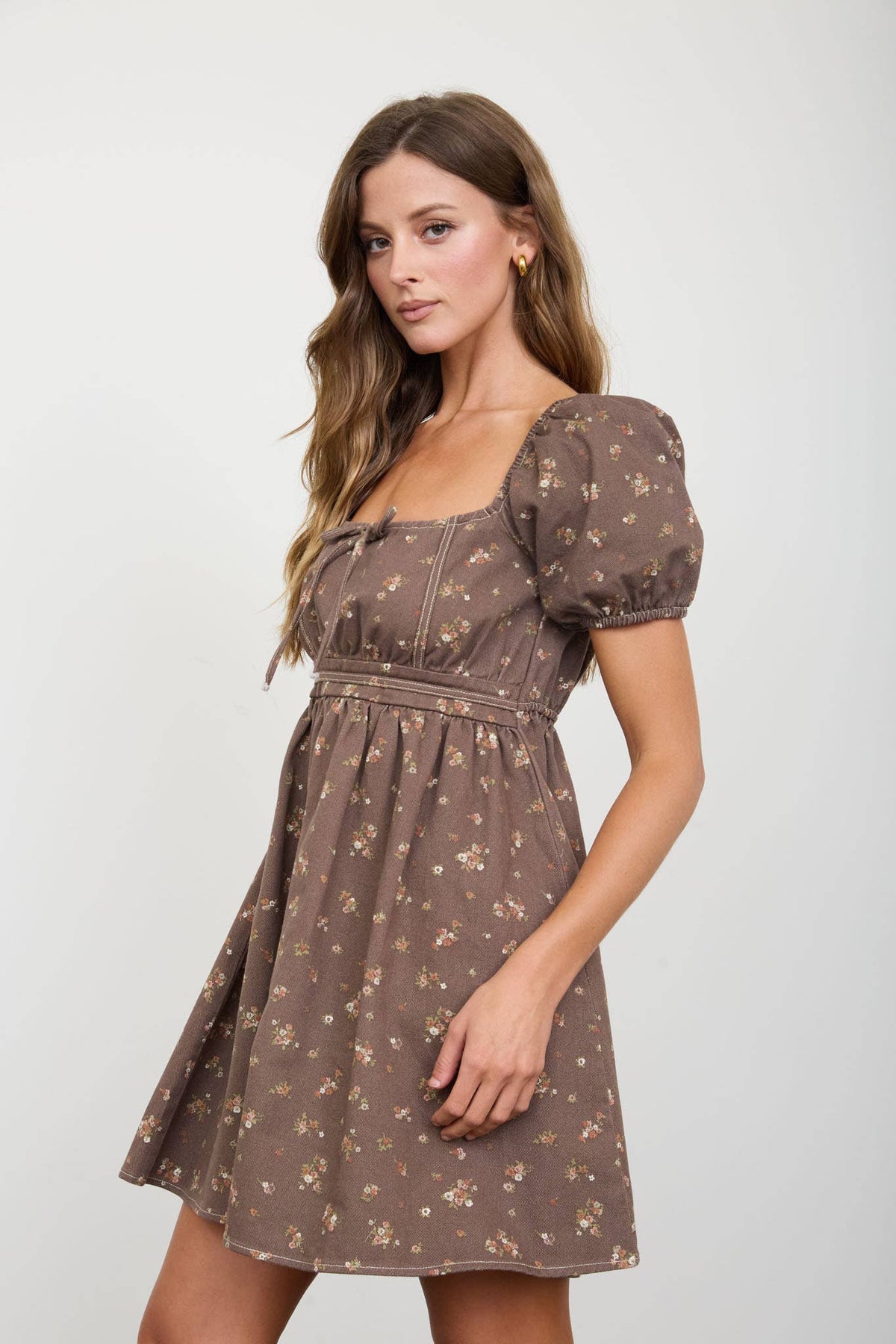 Ditsy Floral Puff Sleeve Mini Dress