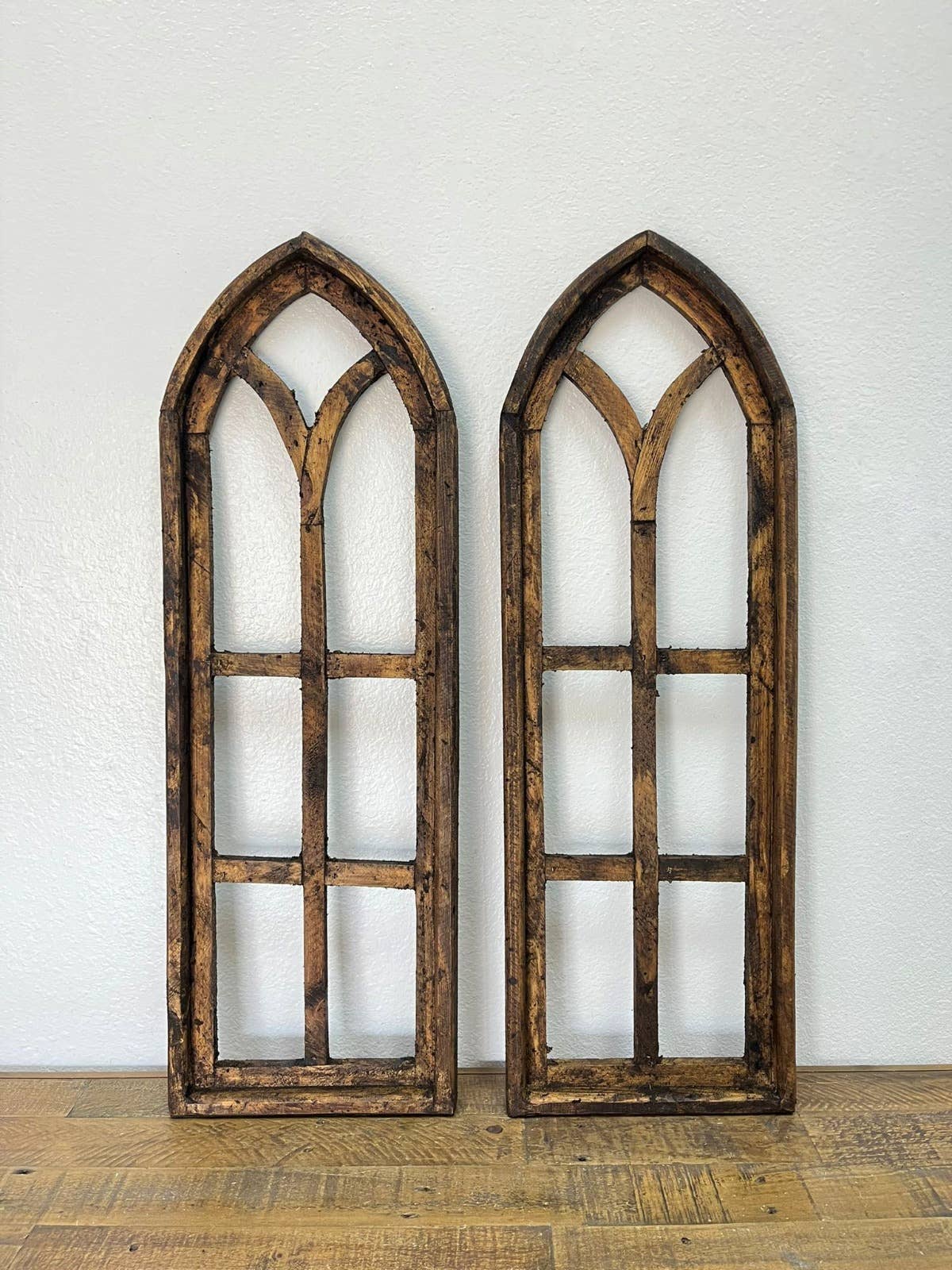 Rustic Farm - 36" Cathedral Wood Arches, 2 PC Set, Brown