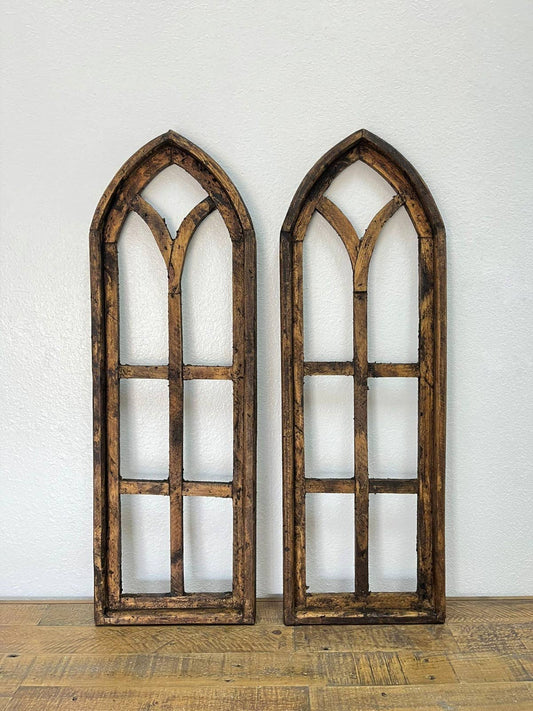 Rustic Farm - 36" Cathedral Wood Arches, 2 PC Set, Brown
