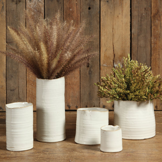 Bower Ceramic Vase- Fancy White