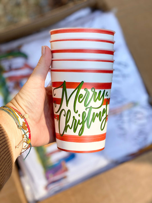 Festive "Merry Christmas" Reusable Party Cups-Set of 4
