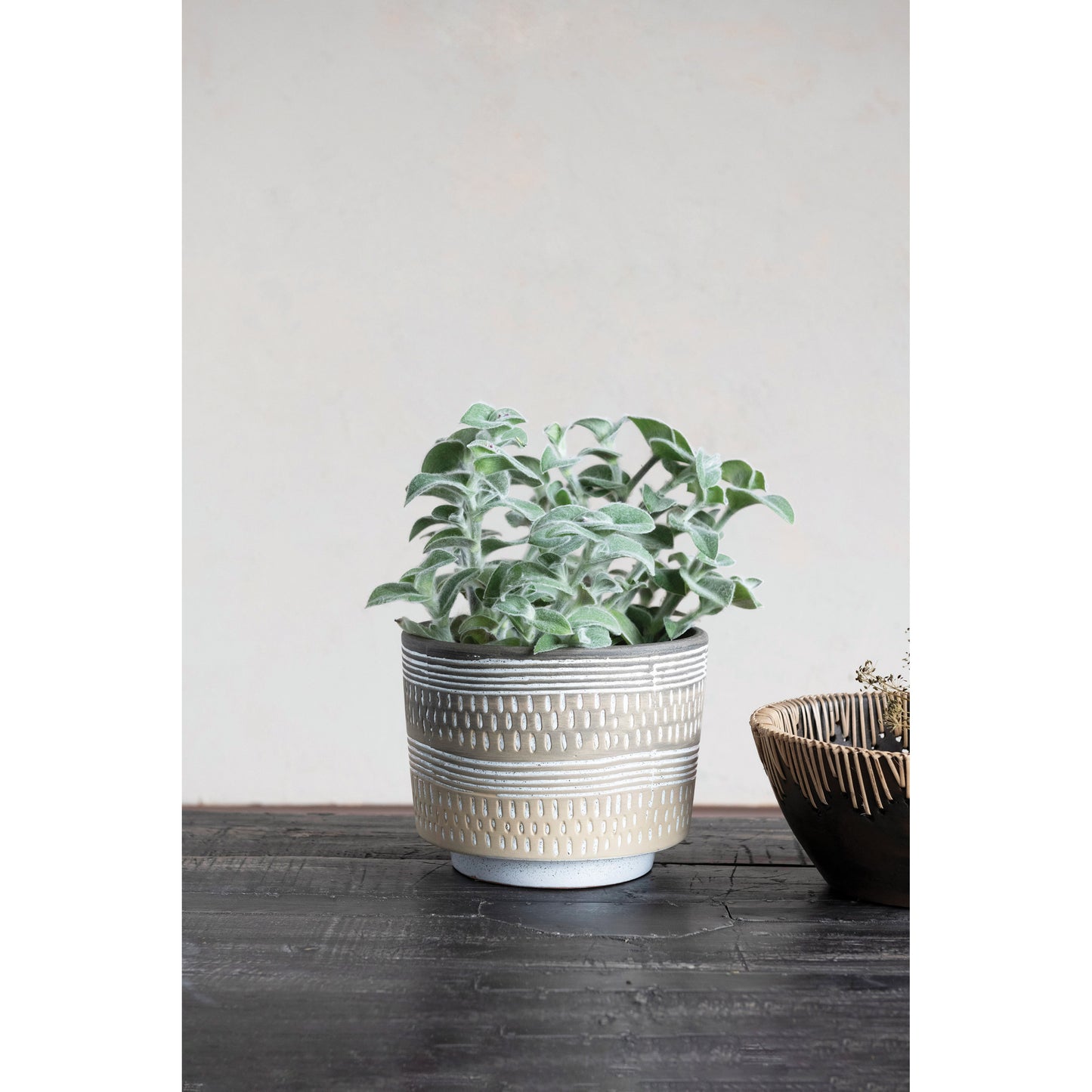 Debossed Stoneware Planter