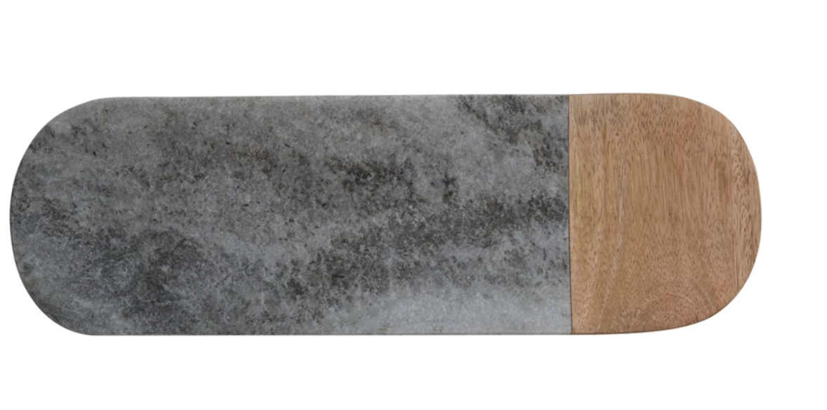 Marble & Mango Wood Serving Board, Grey & Natural