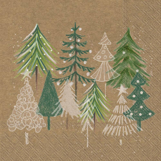 Green Xmas Trees Christmas Paper Cocktail Napkins 20 count