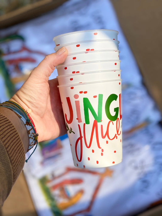 Festive "Jingle Juice" Reusable Party Cups-set of 4