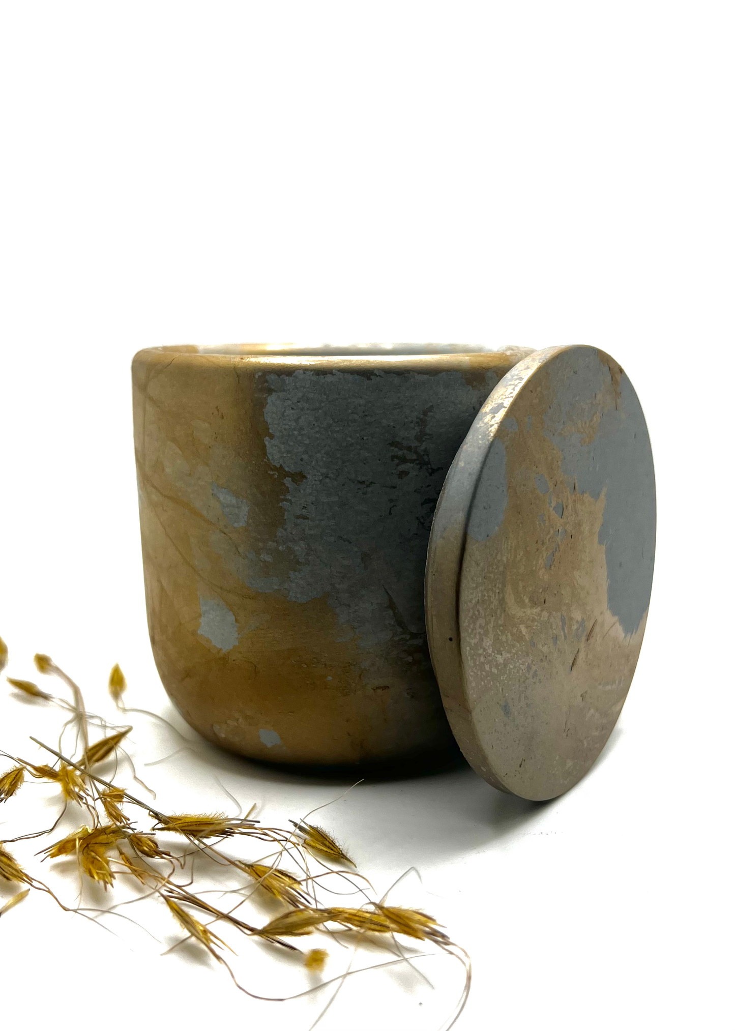 Gold handcrafted Cement Candle Vessel/Concrete Planter