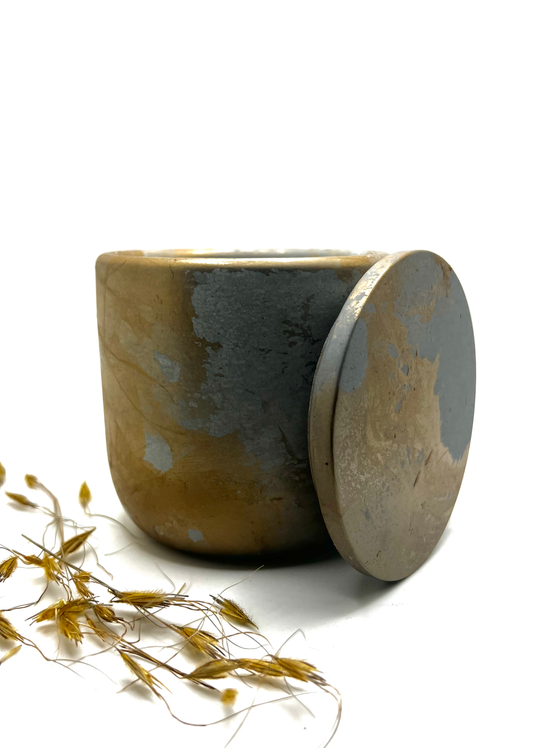 Gold handcrafted Cement Candle Vessel/Concrete Planter