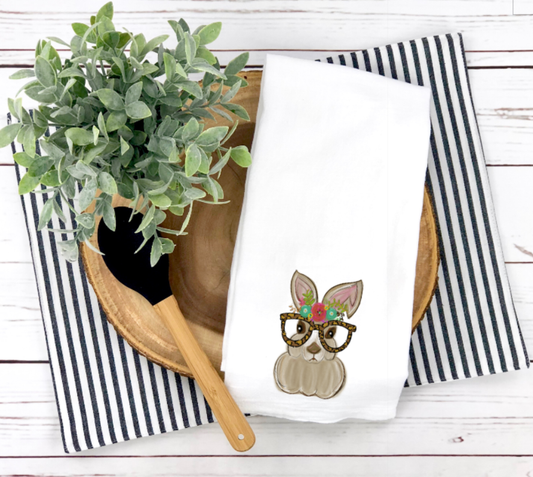 Bunny Wearing Glasses Kitchen Towel