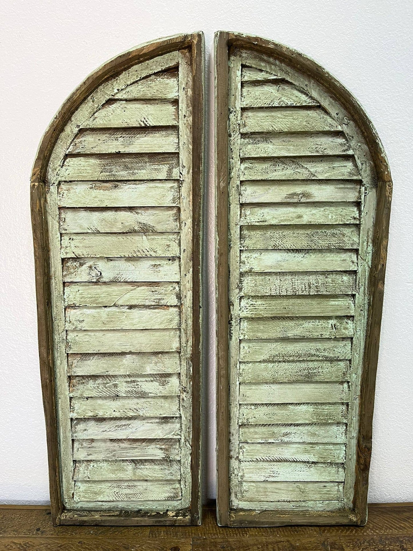 36" Pomezia Wood Shutters, 2 PC Set, Light Green